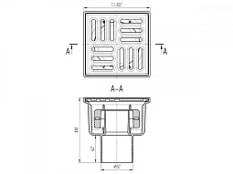 Трап верт. вып. 50, с реш. из нерж. стали 10x10 сухой, ANI PLAST 500_191_2895402